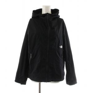 コンパクトジャケット マウンテンパーカー ナイロン ジップアップ フーディー ロゴ 刺繍 L ブラック