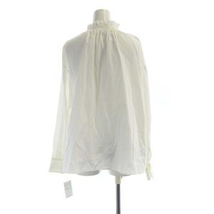 BALLSEY タグ付き ハイカウントサテン ネックフリルブラウス シャツ 長袖 36 白 ホワイト 11-01-04-01131