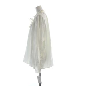 BALLSEY タグ付き ハイカウントサテン ネックフリルブラウス シャツ 長袖 36 白 ホワイト 11-01-04-01131