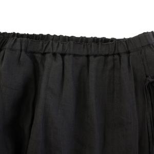 suzukitakayuki フレアスカート ギャザー イージー ミモレ ロング ウエストゴム サイドリボン 麻 リネン F 黒 ブラック