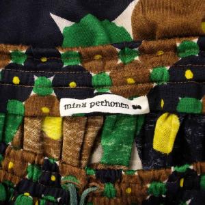 mina perhonen フレアスカート ギャザー イージー ミモレ ロング ウエストゴム ウール 総柄 36 マルチカラー /BB