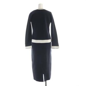 BALLSEY セットアップ カーディガン ワンピース ひざ丈 ニット 長袖 F 紺 ネイビー 白 ホワイト 11-06-81-06002