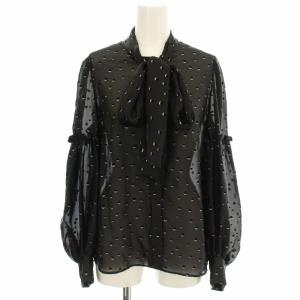 22SS ドットラメフロッキーブラウス 0322141042 シアー シャツ パフスリーブ 水玉 38