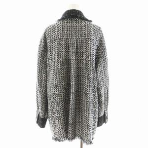 Diagram GRACE CONTINENTAL 22AW ツイードオーバーシャツジャケット 36 黒 ブラック 白 ホワイト 0322401057 /AN41