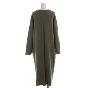 23区 タグ付き オーガニックコットン ワンピース マキシ ロング 長袖 46 大きいサイズ カーキ OPWWIM0308