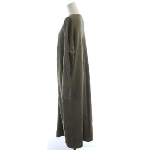 23区 タグ付き オーガニックコットン ワンピース マキシ ロング 長袖 46 大きいサイズ カーキ OPWWIM0308