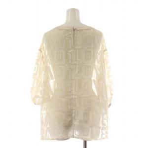 Grace Class タグ付き レタードオパールトップ シャツ ブラウス 半袖 総柄 シアー 36 ベージュ 0221341094