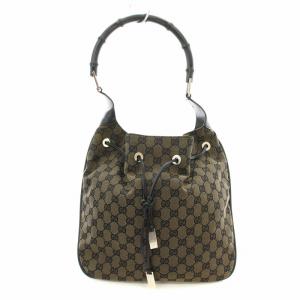 GGキャンバス バンブー 001 3767 ハンドバッグ ワンショルダー 茶 ブラウン /G