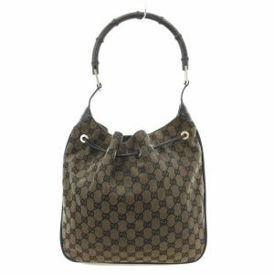 GUCCI GGキャンバス バンブー 001 3767 ハンドバッグ ワンショルダー 茶 ブラウン /G