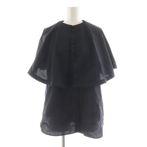 コットンケープカラーブラウス シャツ ノースリーブ 36 ブラック 22-01-22-01503 /NQ