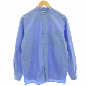 トーマスメイソンバンドカラーシャツ ノーカラーシャツ 長袖 S 青 ブルー 1111-250-3521