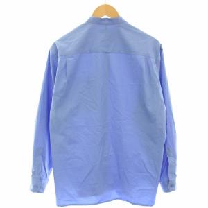 UNITED ARROWS トーマスメイソンバンドカラーシャツ ノーカラーシャツ 長袖 S 青 ブルー 1111-250-3521