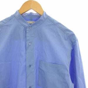 UNITED ARROWS トーマスメイソンバンドカラーシャツ ノーカラーシャツ 長袖 S 青 ブルー 1111-250-3521