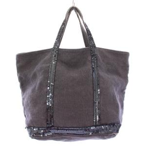 トートバッグ ハンドバッグ キャンバス スパンコール 切替 グレー /BB