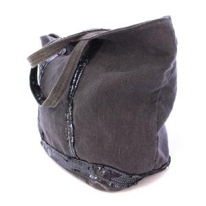 Vanessa bruno トートバッグ ハンドバッグ キャンバス スパンコール 切替 グレー /BB