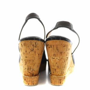 Salvatore Ferragamo サンダル ウェッジソール バックストラップ エナメル 6.5 黒 ブラック 00924 /AN15 D