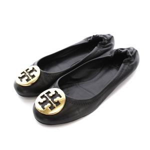 フラット パンプス バレエシューズ ロゴ 6.5 黒 /YM