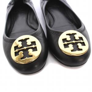 TORY BURCH フラット パンプス バレエシューズ ロゴ 6.5 黒 /YM
