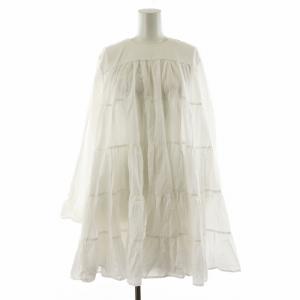 SOLIMAN DRESS ワンピース ひざ丈 長袖 ティアード コットン XS 白 ホワイト /AN38