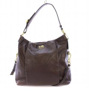 マディソンレザー イザベル 2WAY ハンドバッグ ワンハンドル ショルダーバッグ ロゴチャーム 茶 ブラウン