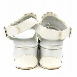 Chesty フラワーモチーフサンダル バックストラップ 厚底 フェイクレザー ビジュー装飾 M 23.0?23.5cm