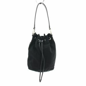 バケットナイロンハンドバッグ ロゴテープ 黒 ブラック 700128 W8729 /YT D