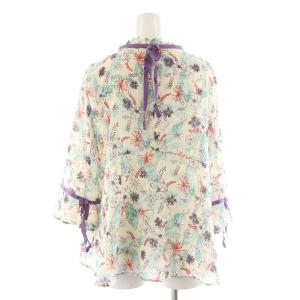 JOCOMOMOLA シアーシャツ ブラウス 花柄 七分袖 リボン 42 アイボリー GJBGM-71158 /NQ