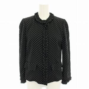 DOLCE&GABBANA セットアップ 上下 ノーカラージャケット スカート ひざ丈 タイト ドット柄 フリル 絹 シルク 36