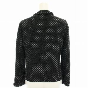 DOLCE&GABBANA セットアップ 上下 ノーカラージャケット スカート ひざ丈 タイト ドット柄 フリル 絹 シルク 36