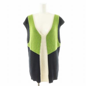 22SS ニットベスト プルオーバー F 黒 ブラック 緑 グリーン 522222601201 /AN34