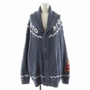 24AW ノルディックショールカーディガン ルームウェア 部屋着 ロゴ 刺繍 M L 紺 ネイビー PUNT245170