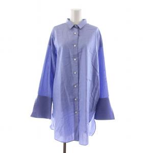 シャツ ブラウス チュニック 長袖 フレアスリーブ ロング ブルー 17-050-500-8060-3-0