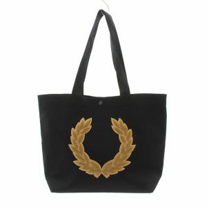 トートバッグ キャンバス ロゴ刺繍 黒 ブラック /KU