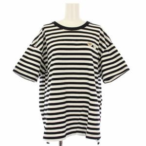 天竺ボーダーTシャツ カットソー 半袖 ボーダー ワッペン M 黒 白 PJR116-51226 /TK