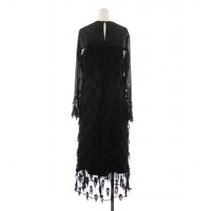 FRAY I.D フリンジジャカードドレス ワンピース ロング 長袖 インナーワンピース付き 0 ブラック FWFO244515
