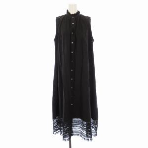 裾レースキリカエノースリ ワンピ ワンピース ロング ノースリーブ 36 黒 ブラック 21040200102020
