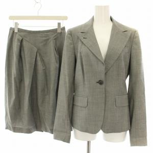 スーツ テーラードジャケット シングル タイトスカート ひざ丈 ウール モヘア混 40 グレー 73136