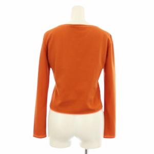 miumiu カットソー Tシャツ 長袖 ショート丈 リボン S オレンジ /KU