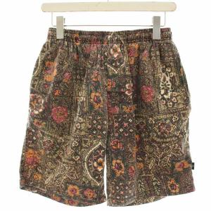 ショートパンツ ハーフパンツ イージー 総柄 M ベージュ 赤 レッド オレンジ /HN