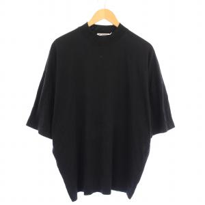 オーバーサイズモックネックT Tシャツ 半袖 ストレッチ 無地 S 黒 ブラック JSUO706022
