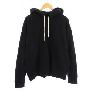 プルオーバーパーカー スウェット 長袖 ストレッチ 無地 M 黒 ブラック /BB