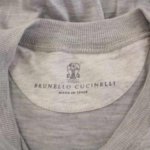BRUNELLO CUCINELLI Tシャツ 半袖 クルーネック ストレッチ 無地 シルク S グレー /BB