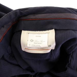 Loro Piana テーパードパンツ スラックス タック ジップフライ ストレッチ 46 紺 ネイビー /BB