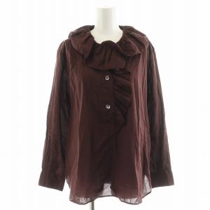 21SS シャツ ブラウス 長袖 フリルカラー コットン 1 茶 ブラウン 578-1253002 /AN38