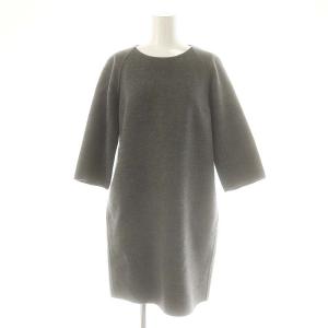 ワンピース ひざ丈 ウール 七分袖 36 グレー /HK