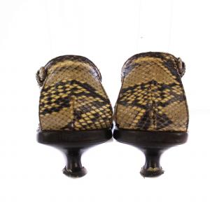 PRADA サンダル ストラップ スクエアトゥ パイソン 24cm ブラウン /BM