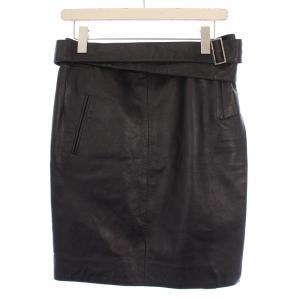 タイトスカート ひざ丈 ベルト 42 黒 /BM