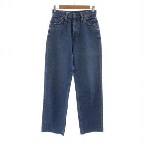 MM66-ハイライズストレートデニム パンツ ジーンズ ジーパン カットオフ 23 ブルー 722551