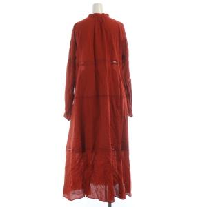 IENA 22SS 切り替えレースワンピース マキシ ロング ペチコート 36 赤 レッド 22-040-900-6020-2-0