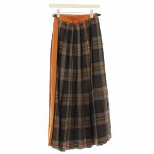 O'NEIL OF DUBLIN ラップスカート ロング チェック ウール 8 オレンジ /G